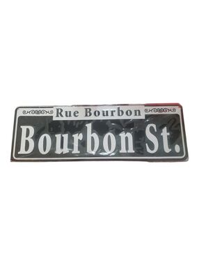 Bourbon St. Rue Bourbon Black & White Street Sign